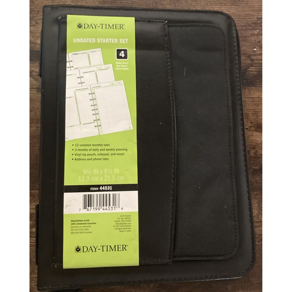 Day-Timer Planner Item Item# 44531 Simulated Leather 7-Ring Black 5.5 x 8.5" New